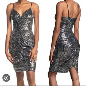Dress the population Viviane black silver dress